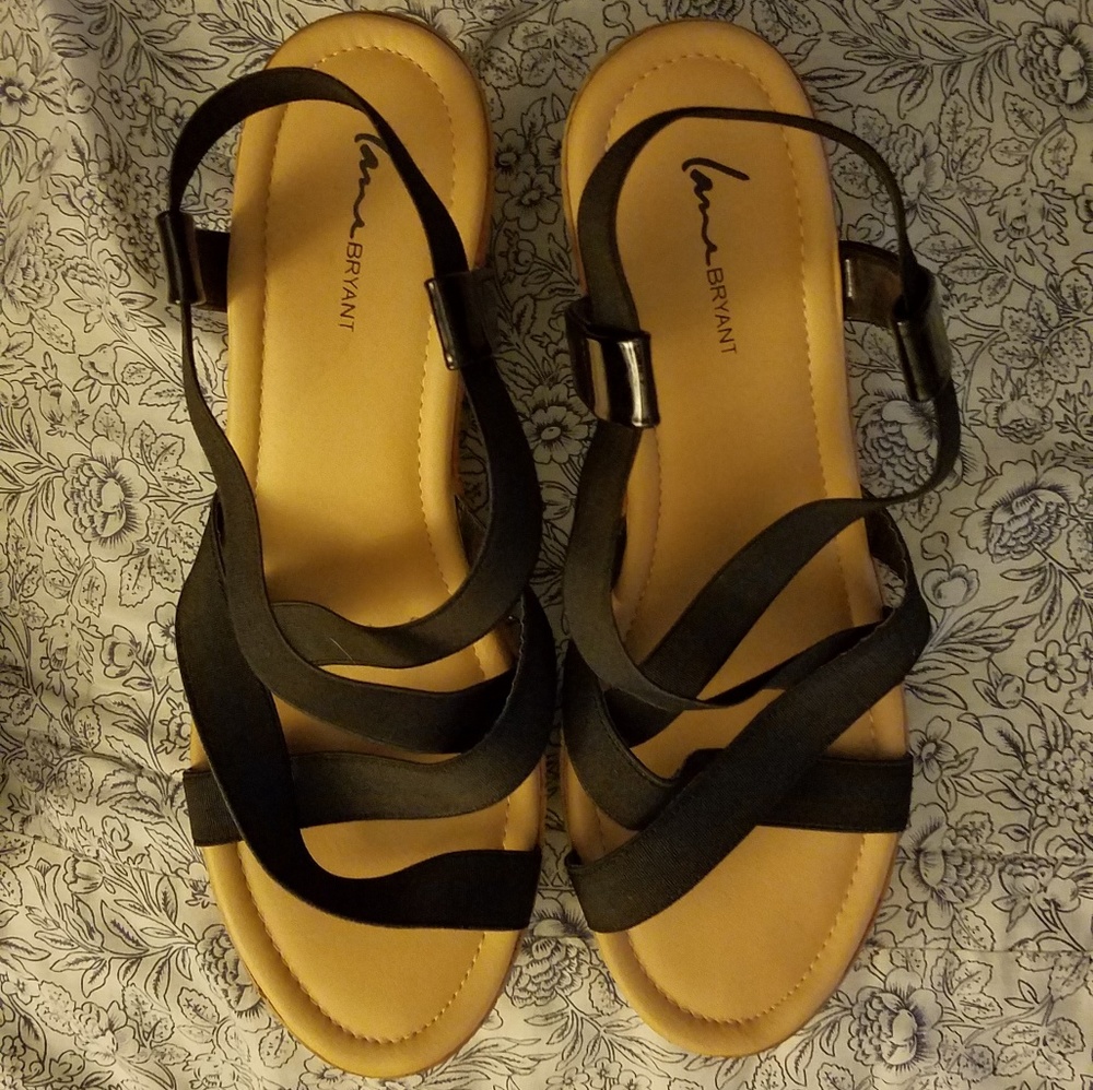 Lane Bryant Black strap wedges